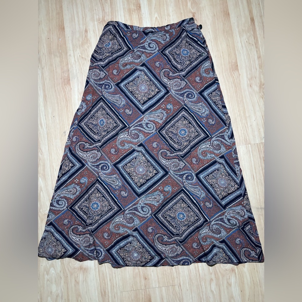 Women’s Carole Little Vintage Paisley Brown Midi Skirt size 8